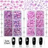LPBeads 6400 Pieces Pink and Pink AB Hotfix Rhinestones Flat Back 5 Mixed Sizes Crystal Round Glass Gems with Tweezers and Picking Rhinestones Pen