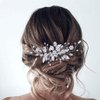 CASOLVX Bride Hair Comb Crystal Leaf Headpiece Vintage Hair Clips Wedding Hair Accessories for Brides Bridesmaids Women