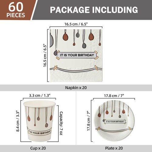 60 PCS It Is Your Birthday Disposable Birthday Party Supplies Set, The Office Merchandise Party Decoration Paper Cups, Plates and Napkins for The Office TV Show Fans Family, Friends and Coworkers
