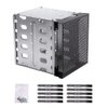 Hard Drive Cage,Galvanized Steel Plate + ABS Plastic Cage Hard Drive Tray Rack with Fan Space,Adapter Rack Bracket for Computer SATA 5.25in to 5X 3.5