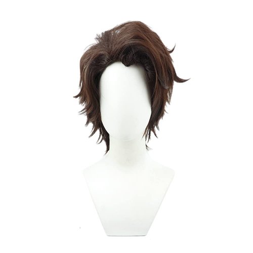 osseoca Aizen Sosuke Cos Wig Brown White Synthetic Short Hair 30cm (Aizen Sosuke-BRO)