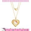 Hello Kitty Sanrio Womens Starburst Heart Pendant Necklace 18" - Yellow Flash Plated Necklace Officially Licensed
