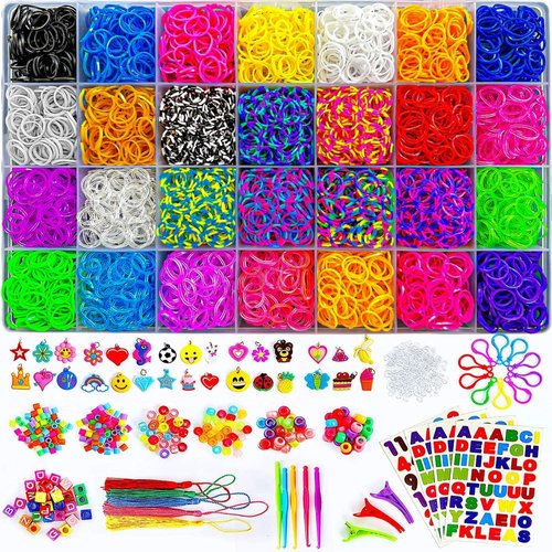 Momo's Den Rubber Band Bracelet Kit Rainbow Color Bands Bracelet Making kit Rubber Band 12100+ Loom Bracelet Kit, Big Giftable Case with Premium Quality Accessories, 28 Colors Refill Kit Boy & Girl