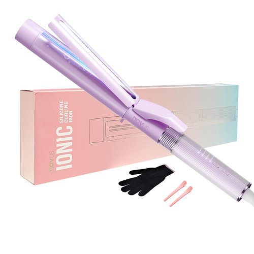 NOVUS 1.25 Inch Curling Wand with Adjustable Clip, Negative Ions Barrel, and Dual Voltage for Long Hair