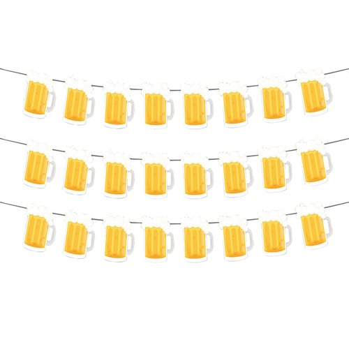 Beer Birthday Banner for Beer Party and Birthday Wedding Party Supplies (Light Yellow)