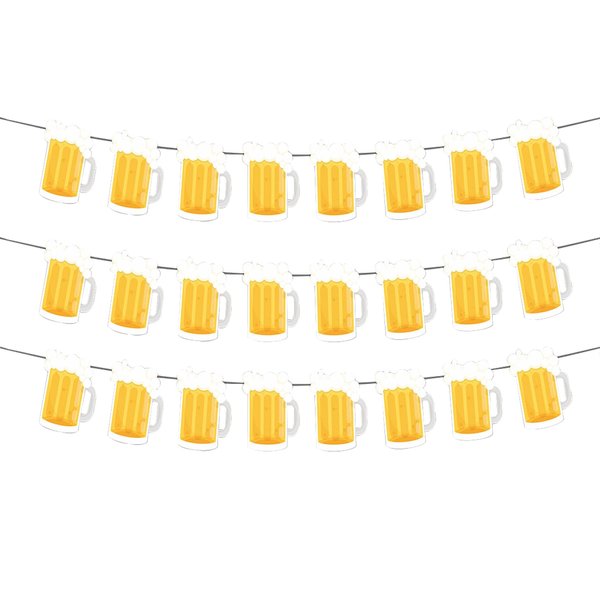 Beer Birthday Banner for Beer Party and Birthday Wedding Party Supplies (Light Yellow)