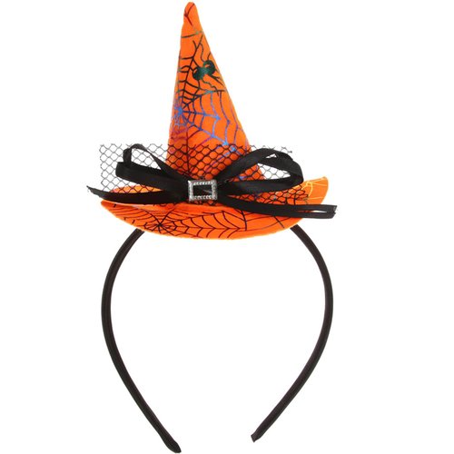 HOXIEYA Orange Headband Halloween Hat with Spider web Deisgn for Women and Girls Day of the Dead Hair Hoop Halloween Headband Hairband Hair Accessories Festive Costume Accessories Decoration (orange)