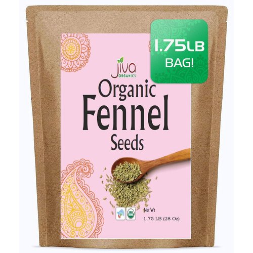 Jiva Organic Fennel Seed 1.75 LB HUGE Bulk Bag, Bulk Whole Fennel Seeds for Fennel Tea and Cooking - Non Irradiated, Non-GMO