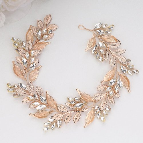 BERYUAN Rhinestone Leaves Wedding Hair Vine Crystal Rhinestone Gold Leaves Hair Vine Women Wedding Hair Accessories Crystal Rhinestone Wedding Headpiece for Women (gold)