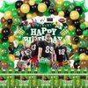 LXlucktim Football Birthday Party Decorations, 189 Pcs Football Themed Party Supplies for Boys Baby - Backdrop, Toppers, Balloons, Cupcakes Wrappers, Hanging Swirls, Tablecloth, Centerpieces