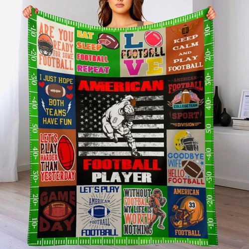 American Football Blanket Soft Plush Flannel Throws Blanket for Sofa Bed Couch Mom Throw Blanket 60"X50" M8