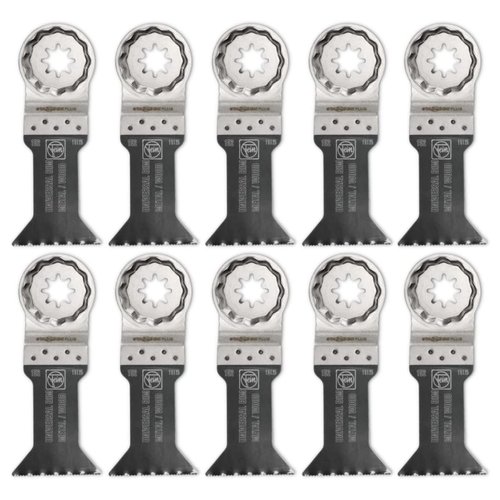 Fein StarLock Plus E-Cut Universal Oscillating Saw Blade - Medium, Waisted 1-3/4" Width for Wood, Drywall, Plastics - Fits Most Multitools - 10-Pack - 63502152290