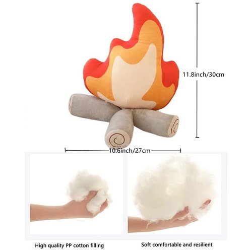 NatureMan 12 in Funny Campfire Plush Toys,Soft Simulation Bonfire Stuffed Plushies Doll Fake Fire Firewood Plush Pillow, for Outdoor Camping Room Decor Kids Gifts