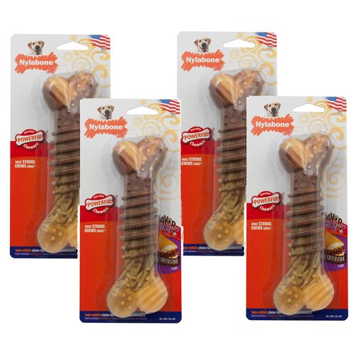 (3 Pack) Nylabone Flavor Frenzy Dura Chew Cheesesteak Flavored Bone Dog Chew Toy - Size Souper/XL