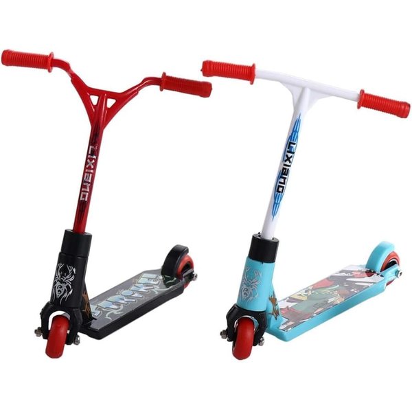 2Pcs Finger Scooter Mini Two Wheel Toys,Mini Scooters Finger Board Accessories,Tiny Trick Scooter for Party Favors,Finger Training,Birthday Gifts,Magic Kits and Accessories,Juggling Sets,