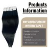 16inch Tape in Hair Extensions Human Hair #1 Black Silky Straight 100% Real Human Hair Extensions 20pcs 50g/Pack Tape in Hair Extensions for Women