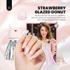Beetles Pearl Chrome Nail Powder Gel Nail Polish Set, Glazed Donut Mirror Effect with Silicone Nail Brush, Liquid Peel Off Latex Tape Top Coat&Base Coat