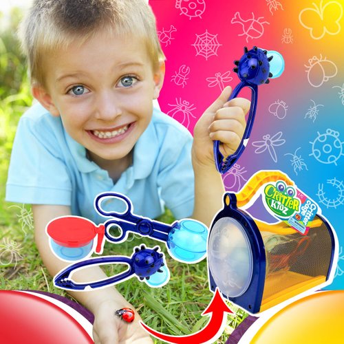 JA-RU Critter Cage Bug Catcher for Kids Habitat Kit (1 Set) Great Garden Outdoor Explorer Bug Toy Box with Tools I Insects Catcher with Tool Set Kit, Bug House, Party Favor Supply for Kids 5419-1p