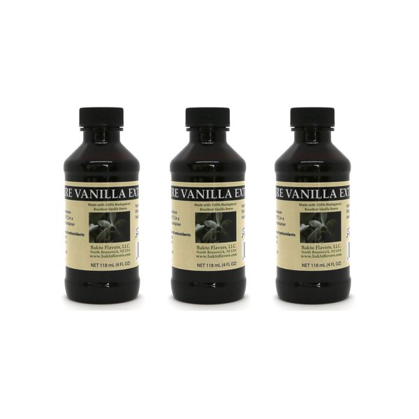 Bakto Flavors Pure Vanilla Extract, Madagascar - 4 OZ - (Pack of 3)