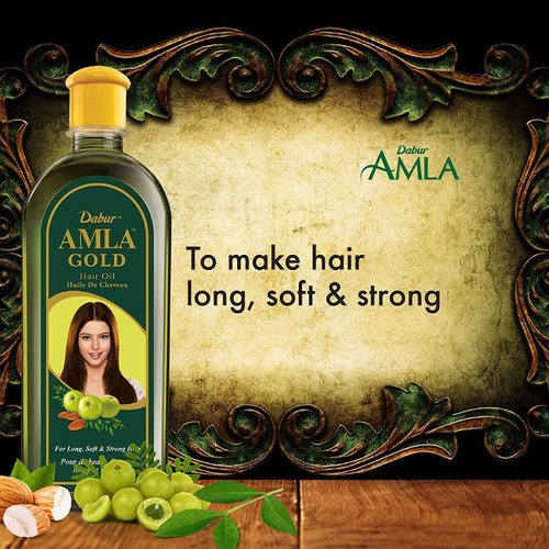 Dabur Amla Gold Hair Serum for Women - Moisturizing Treatment for All Hair Types with Amla, Almond, and Henna - 6.76 Fl Oz (Pack of 3)