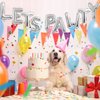 Lets Pawty Balloons Banner 40 Inch,Silver Dog Birthday Decorations,Paw Foil Letter Balloon for Dogs Paw Pet Puppy Theme Party Supplies