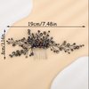 Teyglen Bridal Black Crystal Hair Comb Gothic Black Rhinestone Wedding Hair Side Comb Headband Handmade Hair Pieces Headpieces Hair Jewelry for Women Girl Party Prom