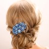 Aimimier Flower Crystal Hair Clips Shiny Rhinestone Hair Spring Clamp Gem Hair Pins Bridal Hairpiece Wedding Hair Accessories for Women (Blue)