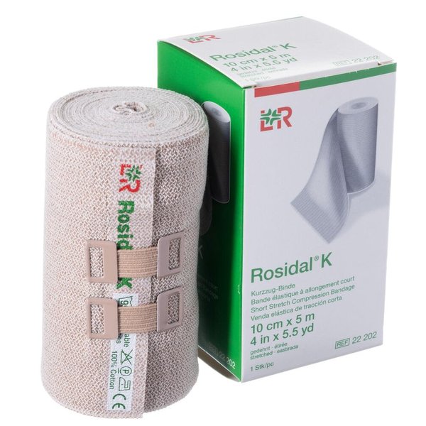 Lohmann & Rauscher Rosidal K Short Stretch Compression Bandage, For Use In The Management of Acute & Chronic Lymphedema, Edema, & Venous Insufficiency, 3.93" x 5.5 Yards (10cm x 5m), 1 Roll