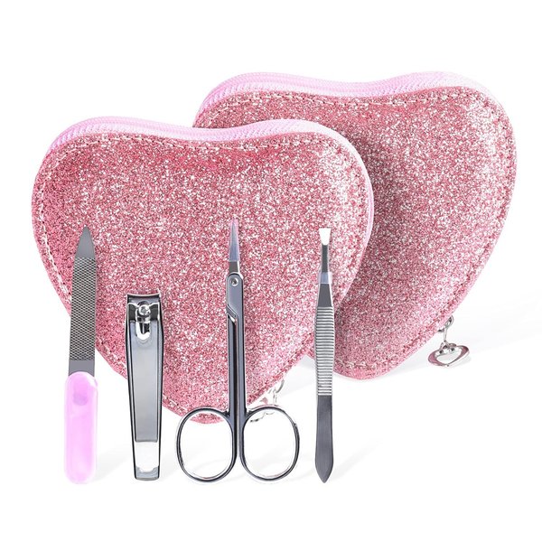 Spove Heart Manicure sets Nail Clippers Pedicure Set Manicure Kit for Girls Pack of 2 Sets