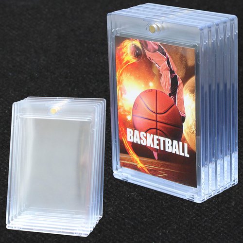 WINTRA 10ct Magnetic Card Holder for Collectible Trading Cards, 35pt Card Case for Sports Cards, Cleaning Hard Plastic Card Protectors, Rigid Display Case for Baseball Cards (10 pcs)