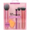 Real Techniques Everyday Essentials + Sponge Kit, Makeup Brushes & Makeup Blending Sponge Set, For Foundation, Blush, Bronzer, Eyeshadow, & Powder, Vegan Synthetic Bristles, 5 Piece Set