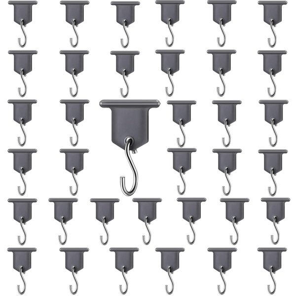 RVPNR 36Pcs RV Awning Light Holder Camper Awning Hook Light Accessory Plastic and Metal Light S Shaped Hook Gray Camper Light Support Hanger for Camping Tent Indoor Outdoor Decor (36 Pieces)