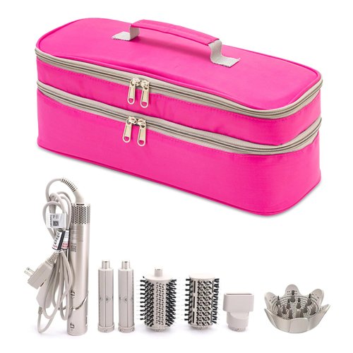 GREENESTA Long Case Compatible with Shark Flex Style Case, Dyson Airwrap Travel Case, Shark Hair Dryer Case, Shark Flexstyle Carrying Case, Dyson Travel Case Airwrap, Hair Tool Organizer (Pink)