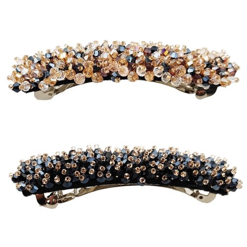 SICOPEE 2PCS Crystal Hair Barrettes for Women Blue Elegant Hair Clips Sparkly Rhinestones Flowers Hairpins French Style Hairclips Vintage Hair Accessoires for Women and Girls