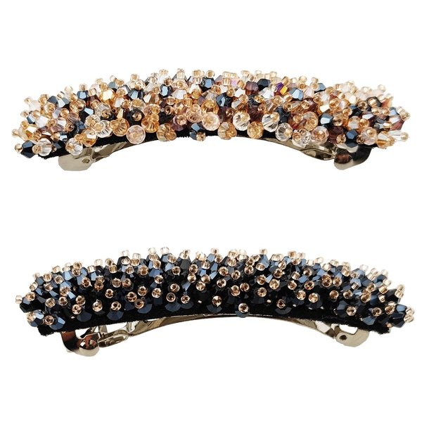 SICOPEE 2PCS Crystal Hair Barrettes for Women Blue Elegant Hair Clips Sparkly Rhinestones Flowers Hairpins French Style Hairclips Vintage Hair Accessoires for Women and Girls