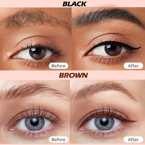 4Pcs Waterproof Eyebrow Pencil & Liquid Eyeliner Pencil, 4 Point Eye Brow Pencils for Women Microblading Pencil for Eyebrows Brown Black Eye Liner Pencils Long-Lasting Eye Liners for Women Waterproof