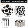 60Pcs Cow Print Party Supplies Cow Party Themed Tableware Set 7"Cow Print Paper Plates and Cow Napkins Fork for Kids Cow Themed Birthday Party Decorations (Serve 20 Guests) (Cow)