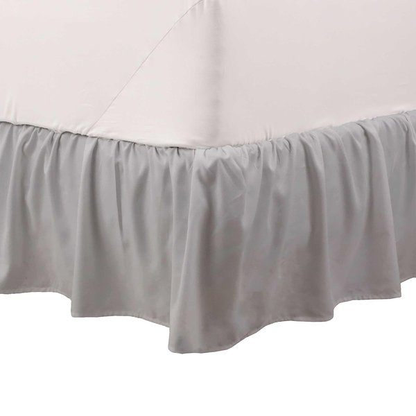 Martex Ruffled Bed Skirt - Easy Fit Lightweight 100% Microfiber Dust Ruffle - Ruffles for Queen Beds - Hotel Quality with 16 inch Tailored Drop - Grey Queen Bed Skirt (Queen, Grey)