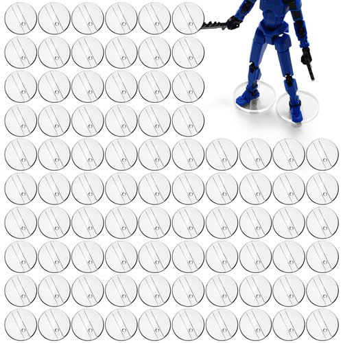 WinnerWhy 100 Pcs Action Figure Stand Clear Display Feet Stands with Peg Stand Base Action Figure Accessories Assembly Figure Stand Fit for Most 6 Inch Figures (Round)