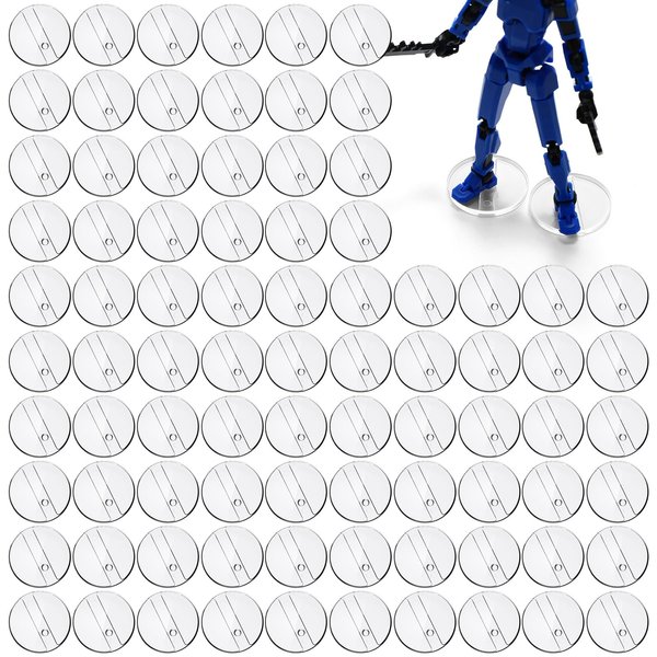 WinnerWhy 100 Pcs Action Figure Stand Clear Display Feet Stands with Peg Stand Base Action Figure Accessories Assembly Figure Stand Fit for Most 6 Inch Figures (Round)