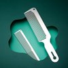 Patelai 2 Pieces Metal Comb Set, Stainless Steel Blending Comb Fine Styling Cutting Comb Flat Top Clipper Comb Metal Detangling Comb for Men Women Salon, Silver