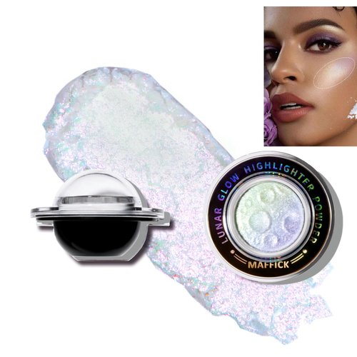 Okerker Glitter Highlighter Chameleon Palette, Face Multichrome Eyeshadow Highlighter Makeup, Holographic Sparkle Highlighting Illuminator Powder, Silky Creamy Shimmer Eye Shadow
