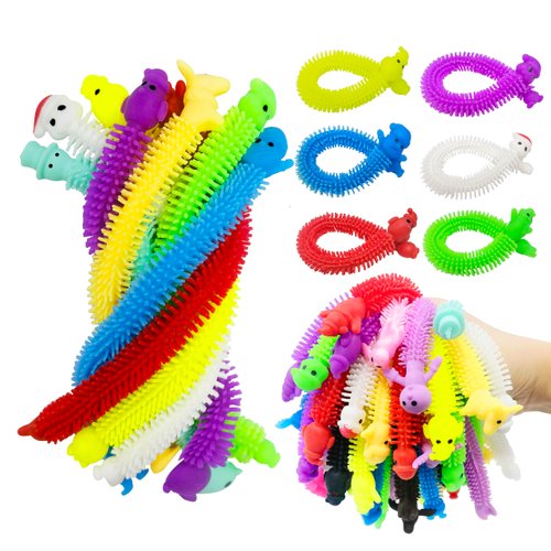 24 Pack Christmas Stretchy Strings Sensory Fidget Toys Pack with Santa Claus,Snowman,Elk,Great fo...