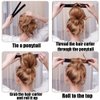 4 Pcs Hair Bun Maker French Twist Hair Fold Wrap Snap, Magic Bun Makers Hair Ballet Bun Maker Bun Snap Roll Bun Tool for Women, Brown