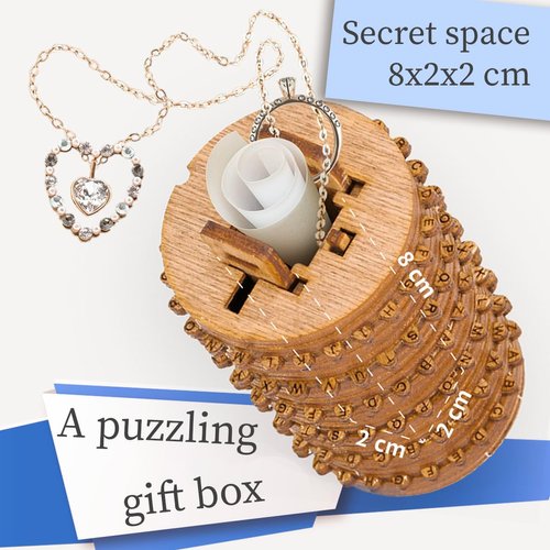 iDventure Kryptos - 3D Puzzle Box with a Secret Code - cryptex - Money Box for Cash - 3D Puzzle for Adults - Small Gift Box - Wooden Box - Mysterious Puzzle Box - Treasure Box - Escape Room Game