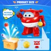 Super Wings Toy Vending Machine for Kids, Mini Gumball Machine Gashapon Machine with Colorful Balls & Role Dolls & DIY Stickers, Cause and Effect Toys for Boys Girls, Jett Lucky Ball Mixer