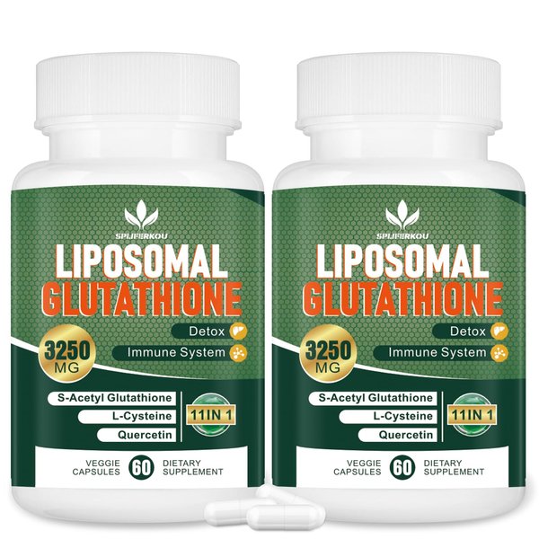 Spliferkou 3250 MG Liposomal Glutathione Supplement,Reduced L-Glutathione with Resveratrol,Quercetin, Antioxidant Supplement for Immune System,Gluten Free & Non-GMO, 120 Capsules