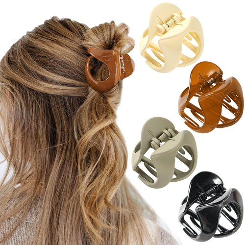 YANIBEST 4 Pack Hair Claw Clips for Women 2.2 Inch Hair Accessories for Girls Thin Thick Curly Hair, Strong Hold Hair Claw,Neutral Colors
