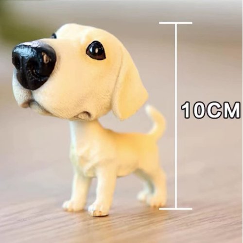 Pwenjofy Resin Bobbing Head Dog Figurine Car Dashboard Decor Bobblehead Puppy Play Figurines for Home Office Desk Decoration Ornaments (Labrador-Yellow)