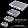 Qeirudu 24 Pcs Small Plastic Containers with Lids - Mini Plastic Craft Storage Boxes with Hinged Lids Clear Bead Organizer for Jewelry Findings and Art Supplies (4 Mixed Sizes)